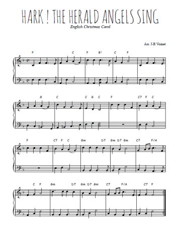 Téléchargez l'arrangement pour piano de la partition de Hark ! The Herald angels sing en PDF